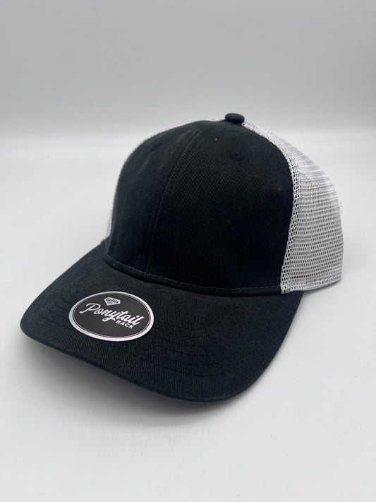 Black / White Ponytail Hat
